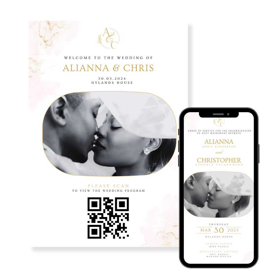 Pink Dream - Digital Order of Service + QR Code Sign