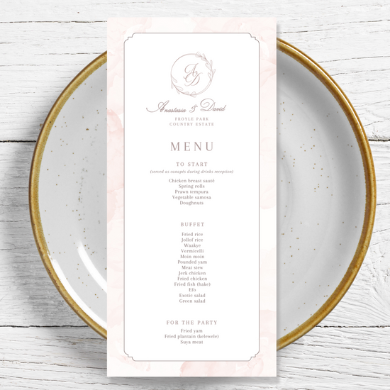 The Royal 'Pink' | Personalised Individual Menu