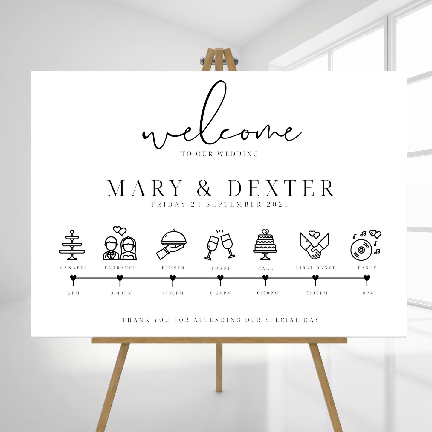 Timeline Welcome Sign with illustrations