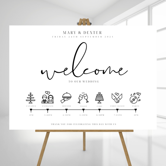 Timeline Welcome Sign with illustrations