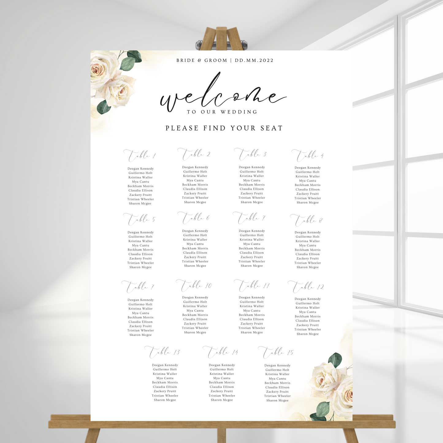 Load image into Gallery viewer, White Roses Seating Plan | Table Plan
