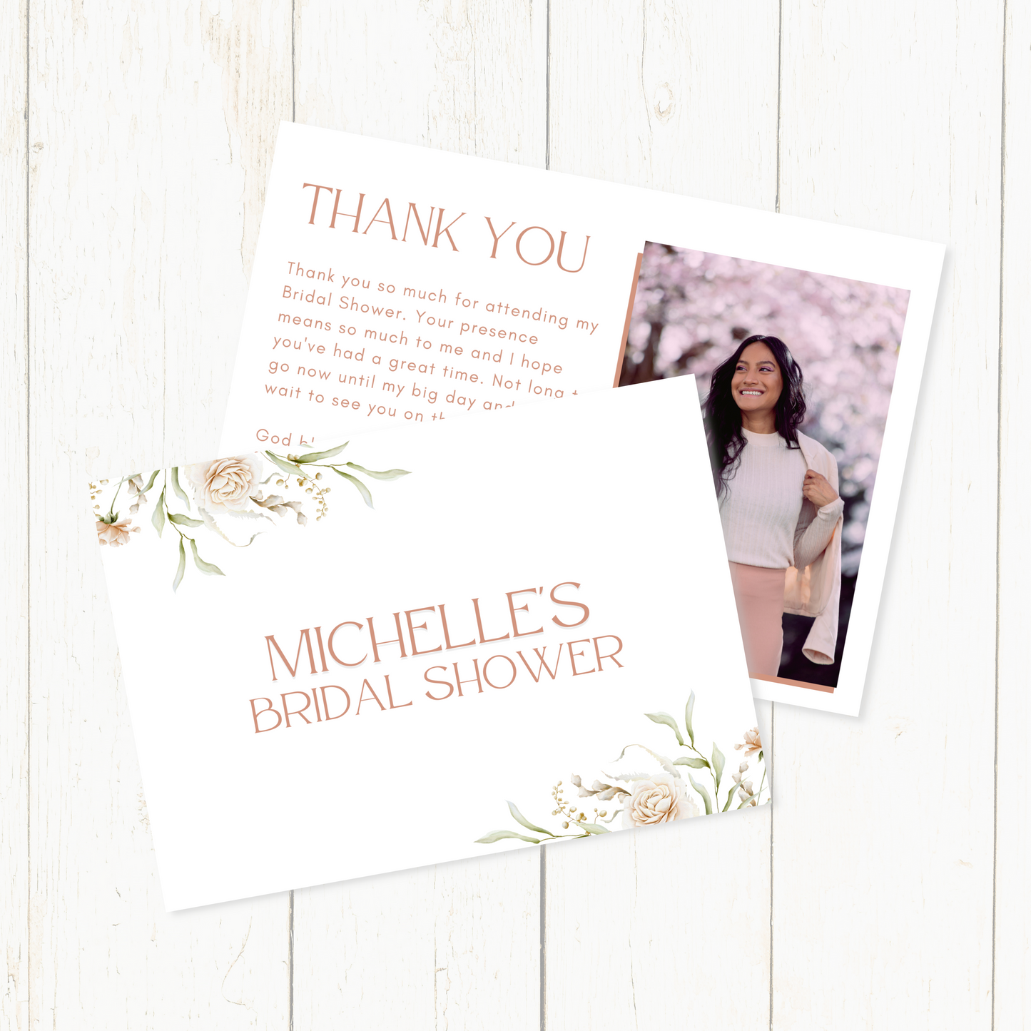 Bridal Shower Thank You Cards Pretty n Pink Printee Planet