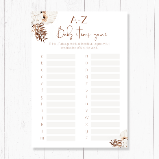 Baby Shower Game | Pampas Grass | A5