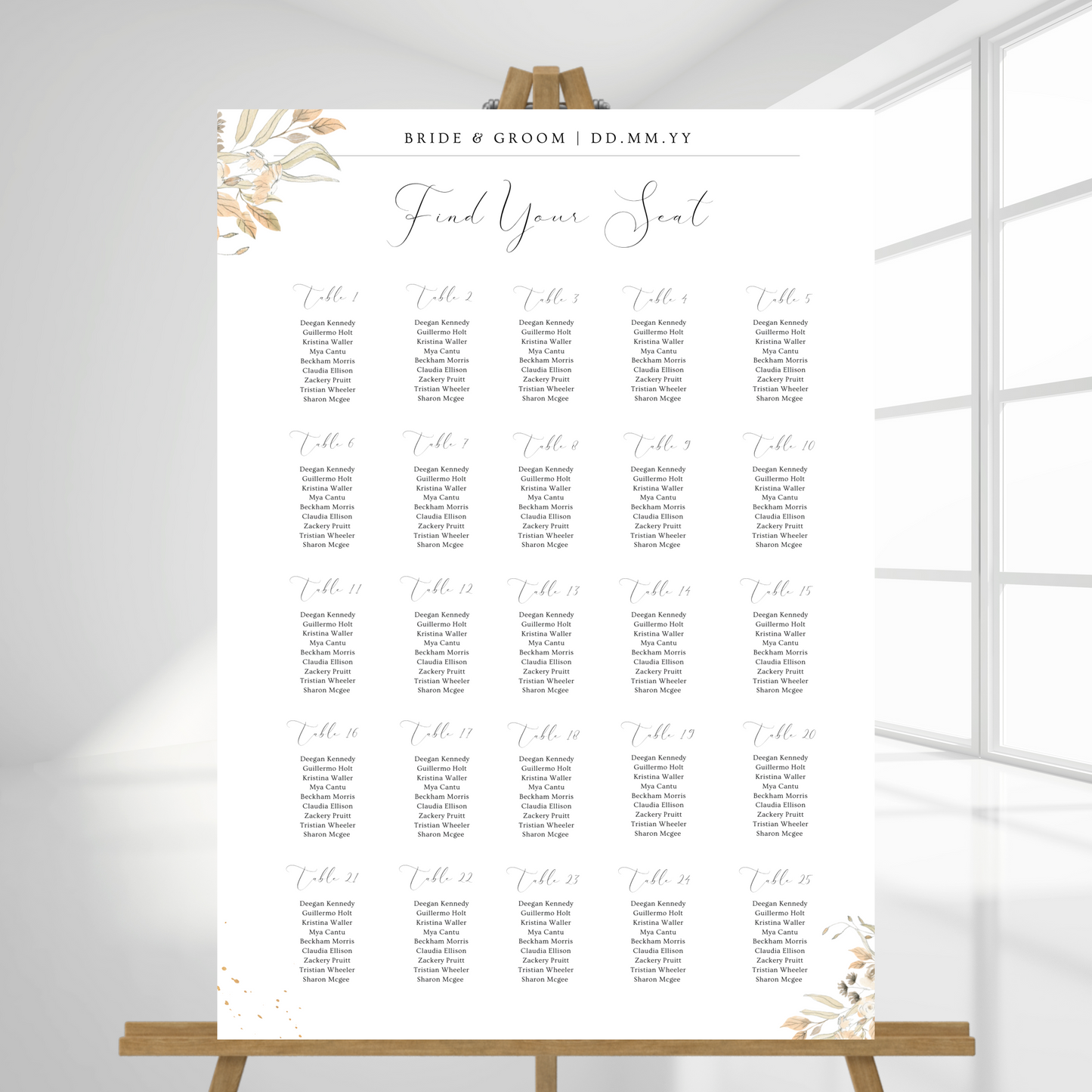 Nude Leaves Seating Plan | Table Plan
