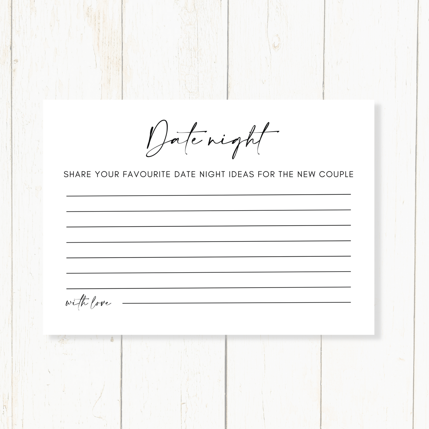 Bridal Shower Date Night Idea Cards | Pretty'n'Pink