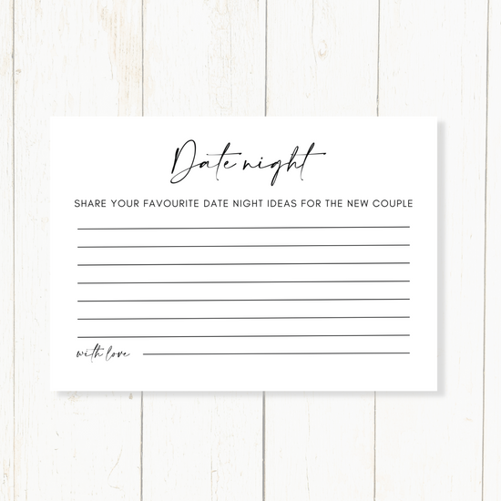 Bridal Shower Date Night Idea Cards | Pretty'n'Pink