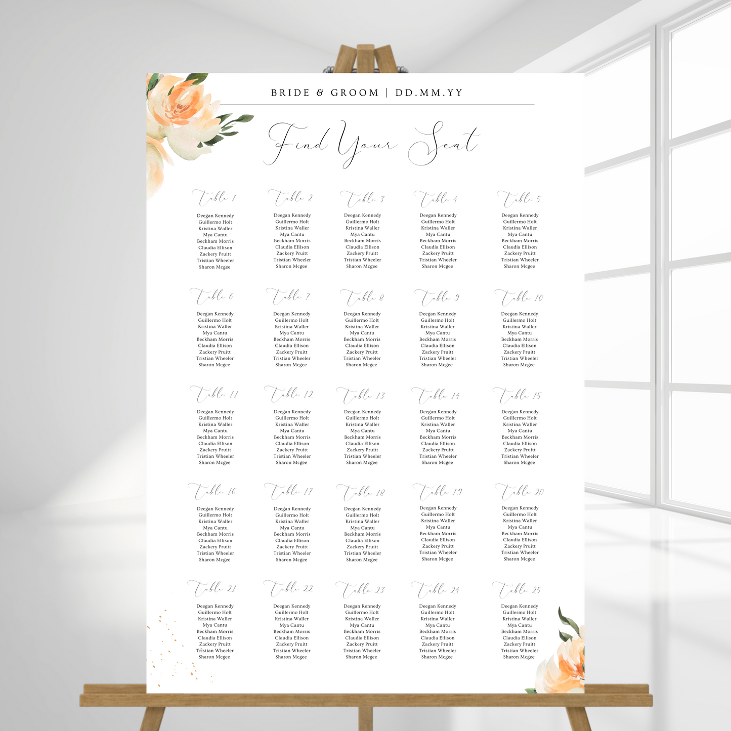 Orange flowers Seating Plan | Table Plan