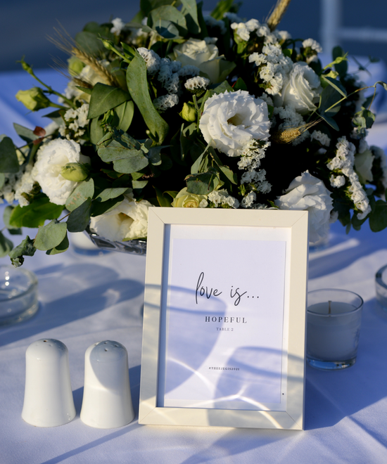 'Love is' - Wedding Table Number Cards Template