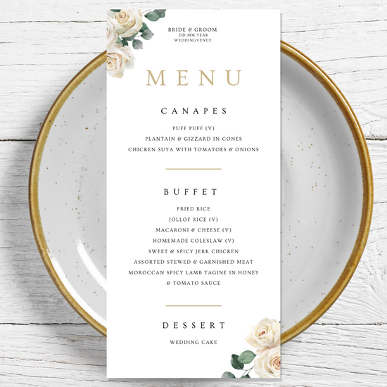 Load image into Gallery viewer, White Roses | Personalised Individual Menu

