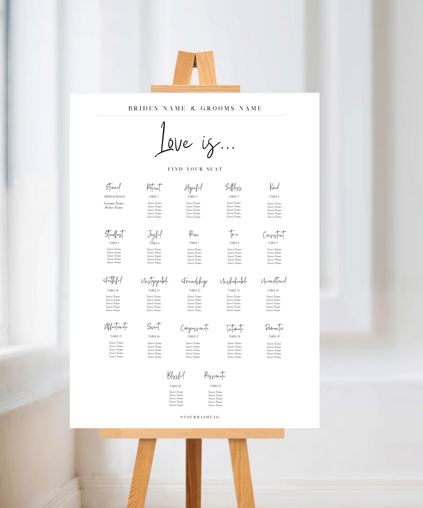 'Love is' - Wedding Seating Chart Template